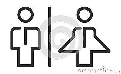 Womenâ€™s and menâ€™s restroom icon sign. Women`s and Men`s Toilets. Vector icon of bathroom. Men`s bathroom. Women`s bathroom. Cartoon Illustration